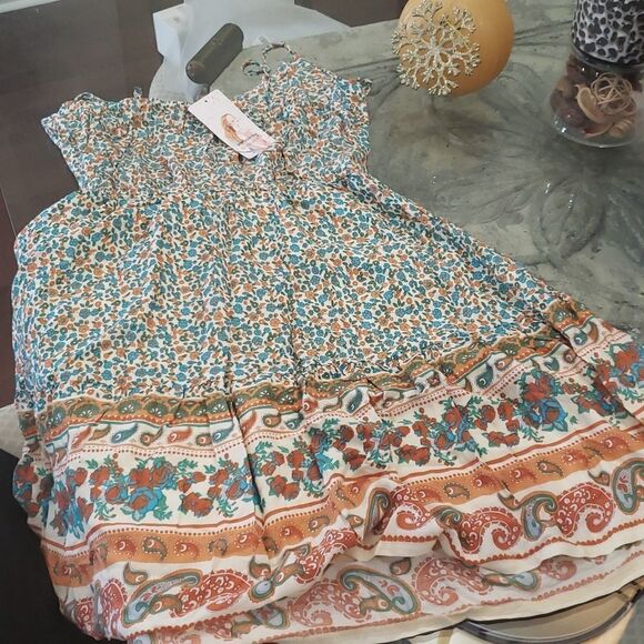 summer dresses Floral V neck Spaghetti strap Backless Button down new - Picture 6 of 9